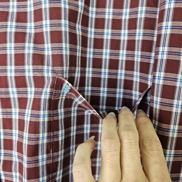 Izod Soft Wash Essentials Button-Up Shirt Regular Fit Stretch Fabric, Maroon, 4X - Picture 7 of 10